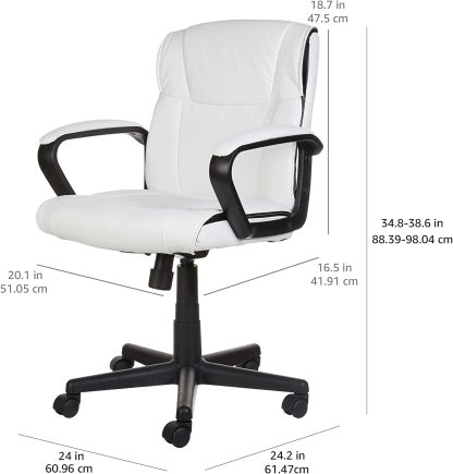 Silla ergonómica de escritorio de oficina con reposabrazos, altura e inclinación ajustable, giro de 360 grados, capacidad de 124 kg