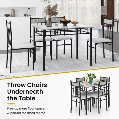 Tangkula - Juego de Mesa de Comedor FR 4, Mesa de Cocina y sillas con Marco de Metal y Asiento Acolchado, Juego de 4 mesas de Comedor y sillas para Comedor, Ahorro de Espacio