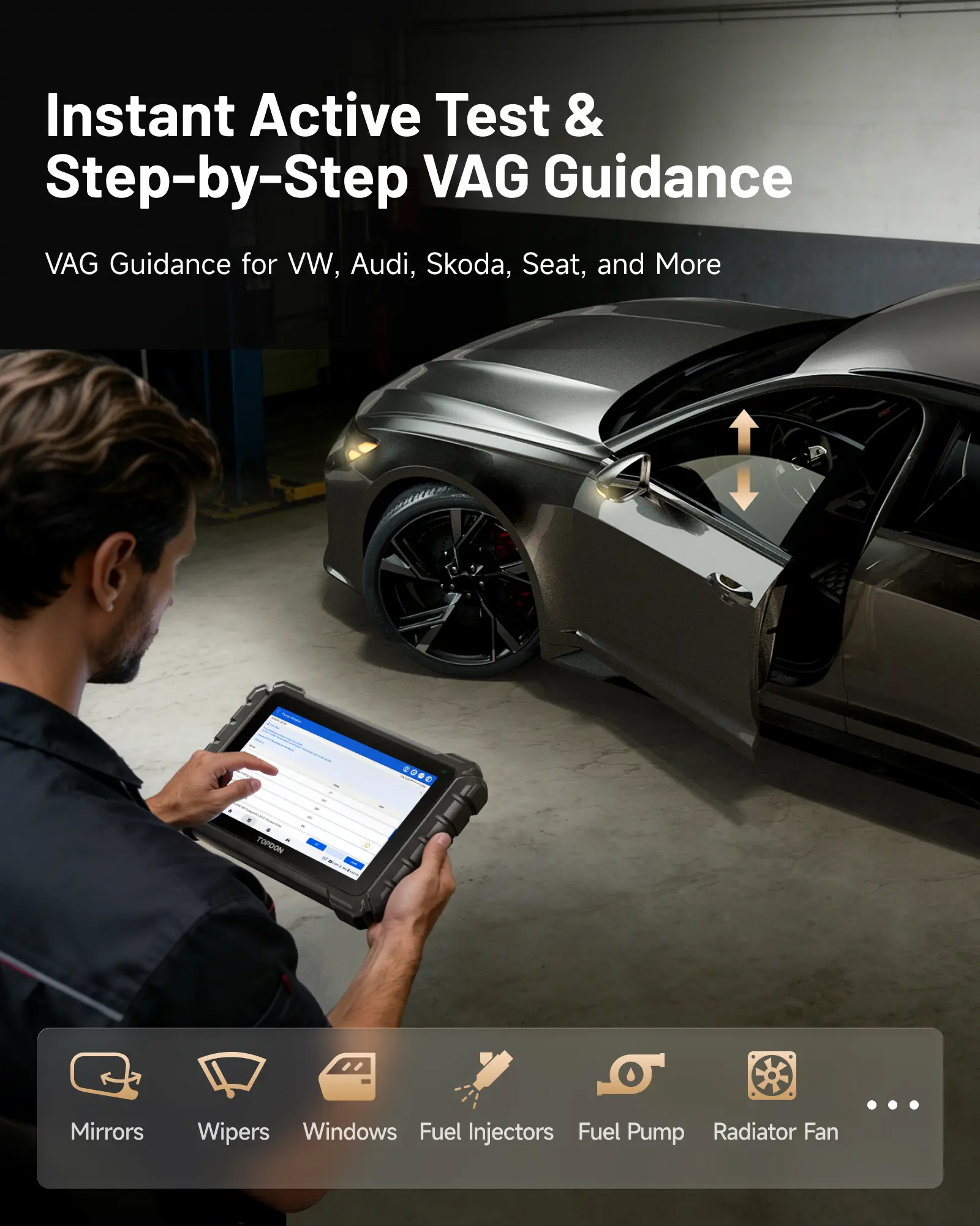 TOPDON ONE — Herramienta de diagnóstico automotriz bidireccional de 10.1" (Escáner OBD2), J2534 Pass-Thru, Codificación de ECU y más de 50 servicios, Escaneo completo de sistemas con TopFix AI y Mapeo de topología OE.
