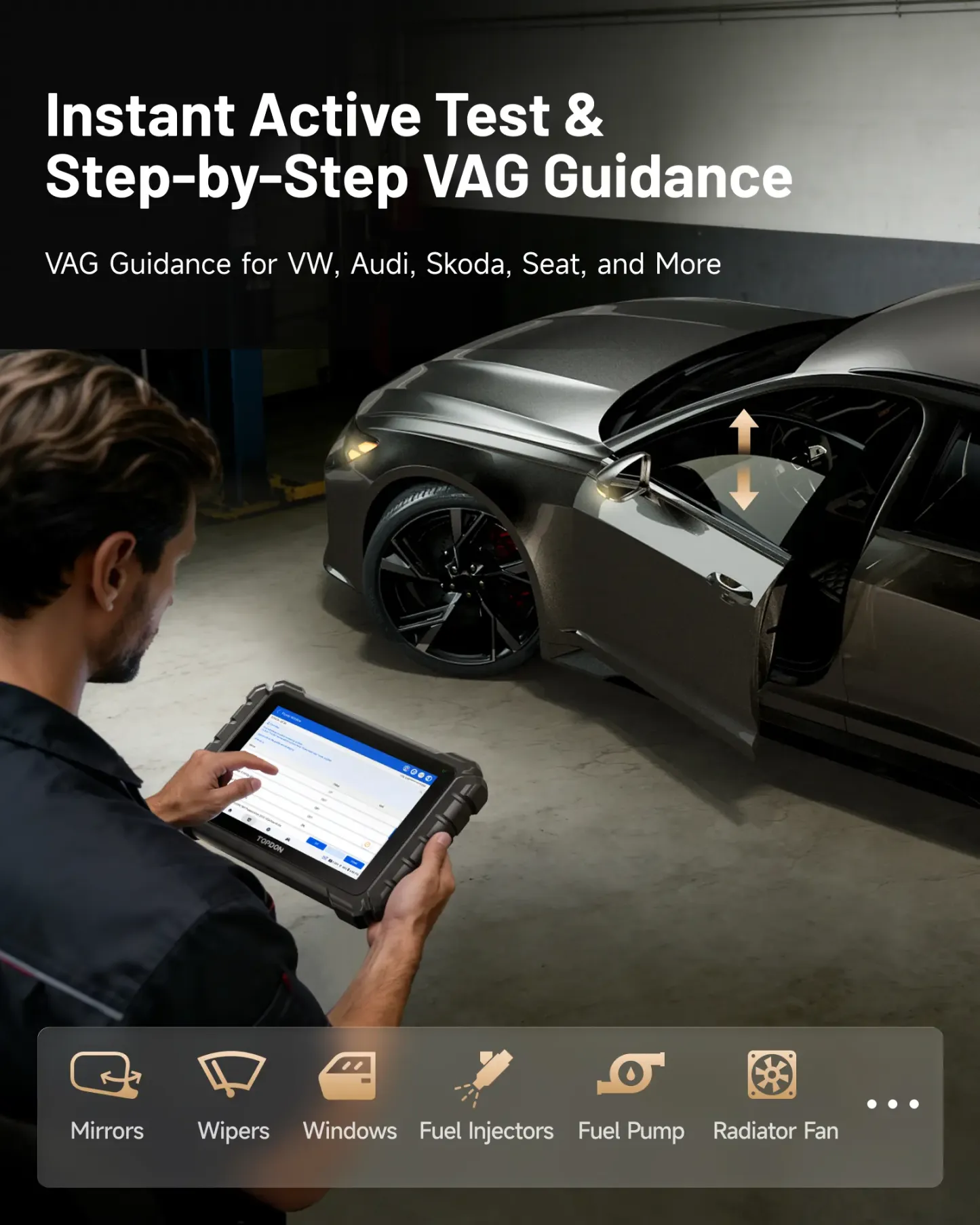 TOPDON ONE — Herramienta de diagnóstico automotriz bidireccional de 10.1" (Escáner OBD2), J2534 Pass-Thru, Codificación de ECU y más de 50 servicios, Escaneo completo de sistemas con TopFix AI y Mapeo de topología OE.