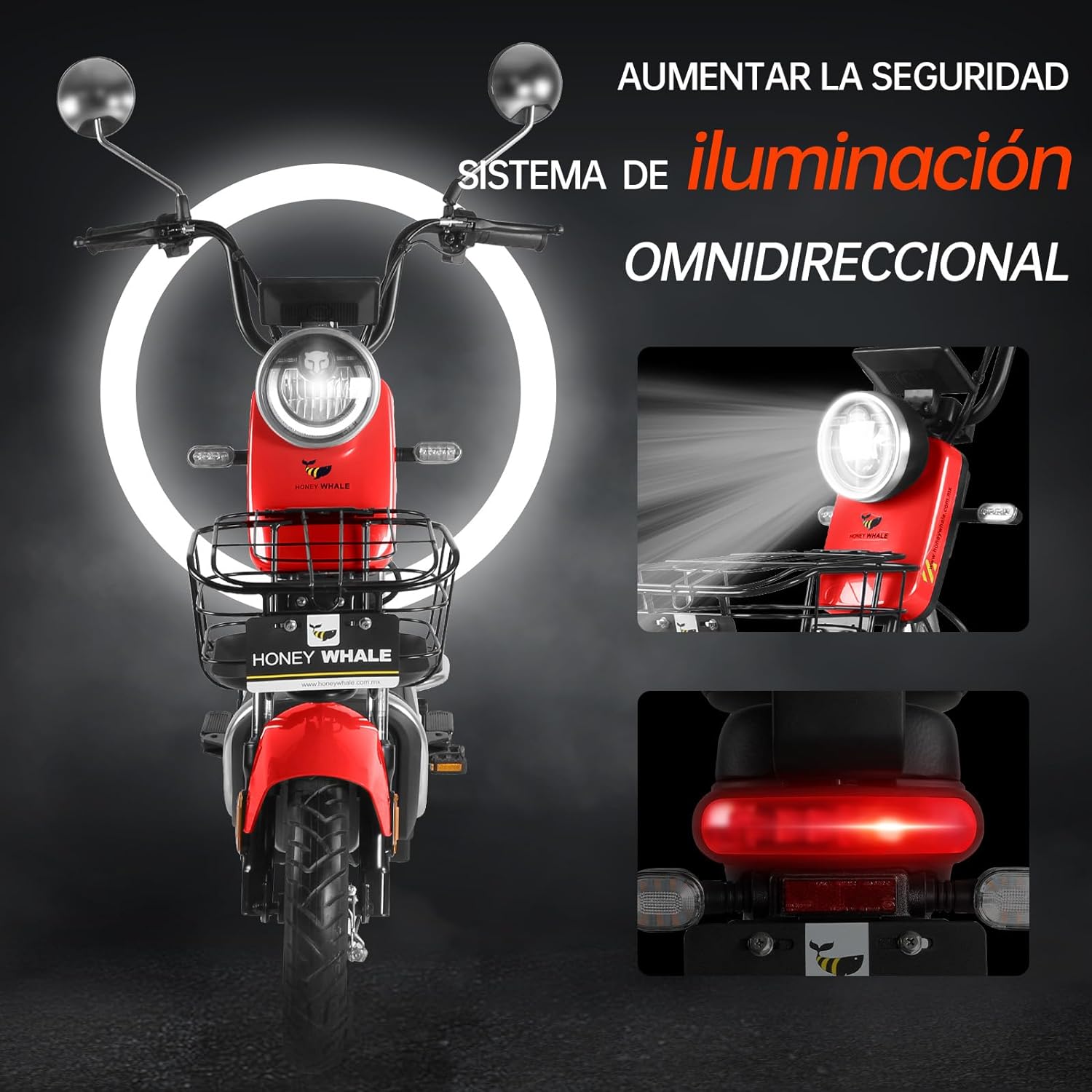 HONEYWHALE KC-Cool Bicicleta Electrica para Adultos, Bicimoto Eléctrica con Alarma, Máxima del Motor 700W, Velocidad Máxima 45KM/H, Autonomía 55-60KM, Baterías de Gran Capacidad 20AH
