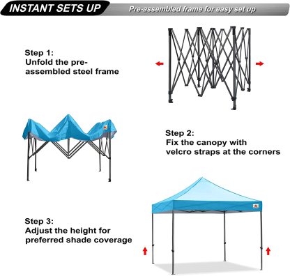 ABCCANOPY Kingkong-Series - Juego de Dosel instantáneo Comercial de 10 x 10 pies (Incluye Bolsa de Transporte de 30 Colores), Azul (Sky Blue)