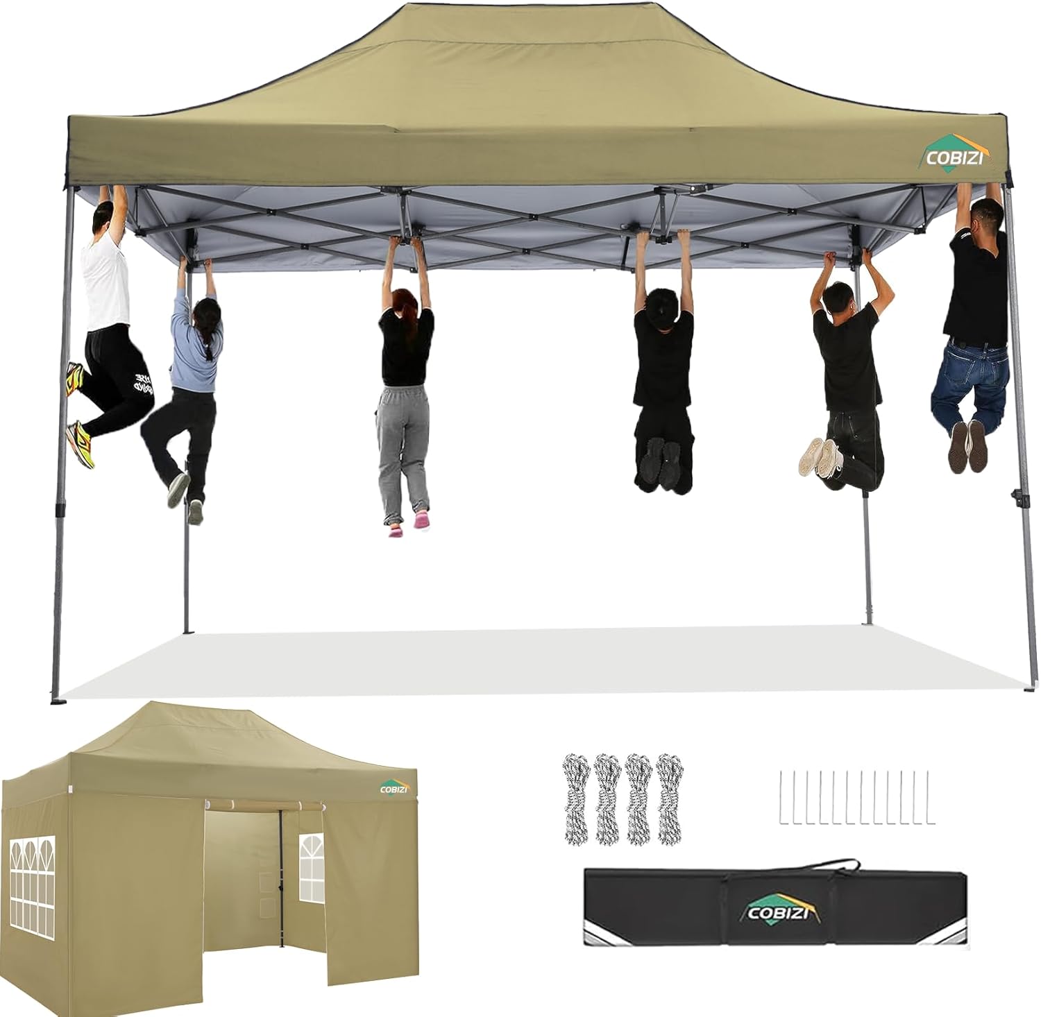 COBIZI - Toldo desplegable de 10 x 20 Pulgadas con 6 Paredes Laterales, toldo Impermeable para Eventos al Aire última intervensión, UPF 50+ cenador portátil para Fiestas, Playa, Camping, Boda,