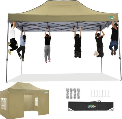 COBIZI - Toldo desplegable de 10 x 20 Pulgadas con 6 Paredes Laterales, toldo Impermeable para Eventos al Aire última intervensión, UPF 50+ cenador portátil para Fiestas, Playa, Camping, Boda,