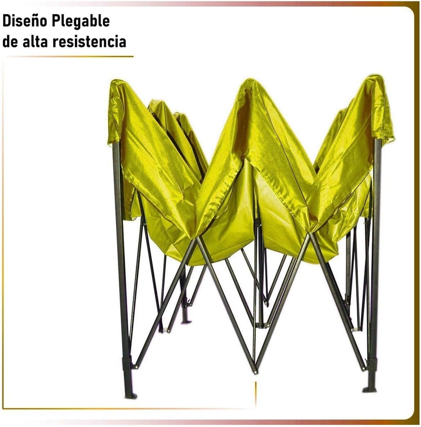 RACK & PACK Carpa 3x3 para Exteriores Lona Jardin Toldo Retractil Estructura de Acero Plegable 3 Ajustes de Altura Impermeabilidad 600D Premium Campismo Facil Armado Fiesta Reunión (Verde)
