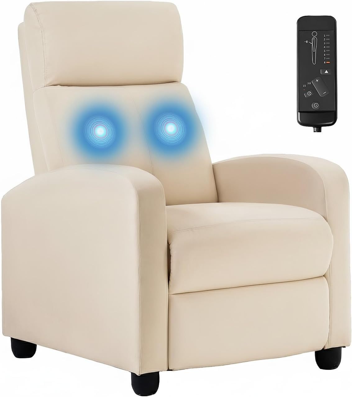Silla reclinable para sala de estar, sala de cine en casa, sofá individual Winback, sillón reclinable de masaje, silla de lectura, silla reclinable moderna, fácil descanso con respaldo acolchado de tela (tela beige)