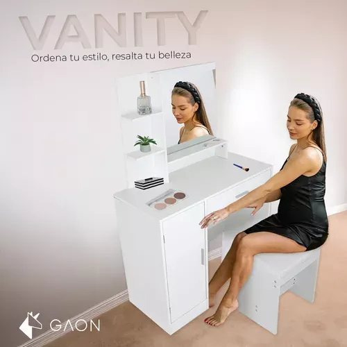 Tocador Vanity Blanco Multifuncional Con Espejo Y Cajón