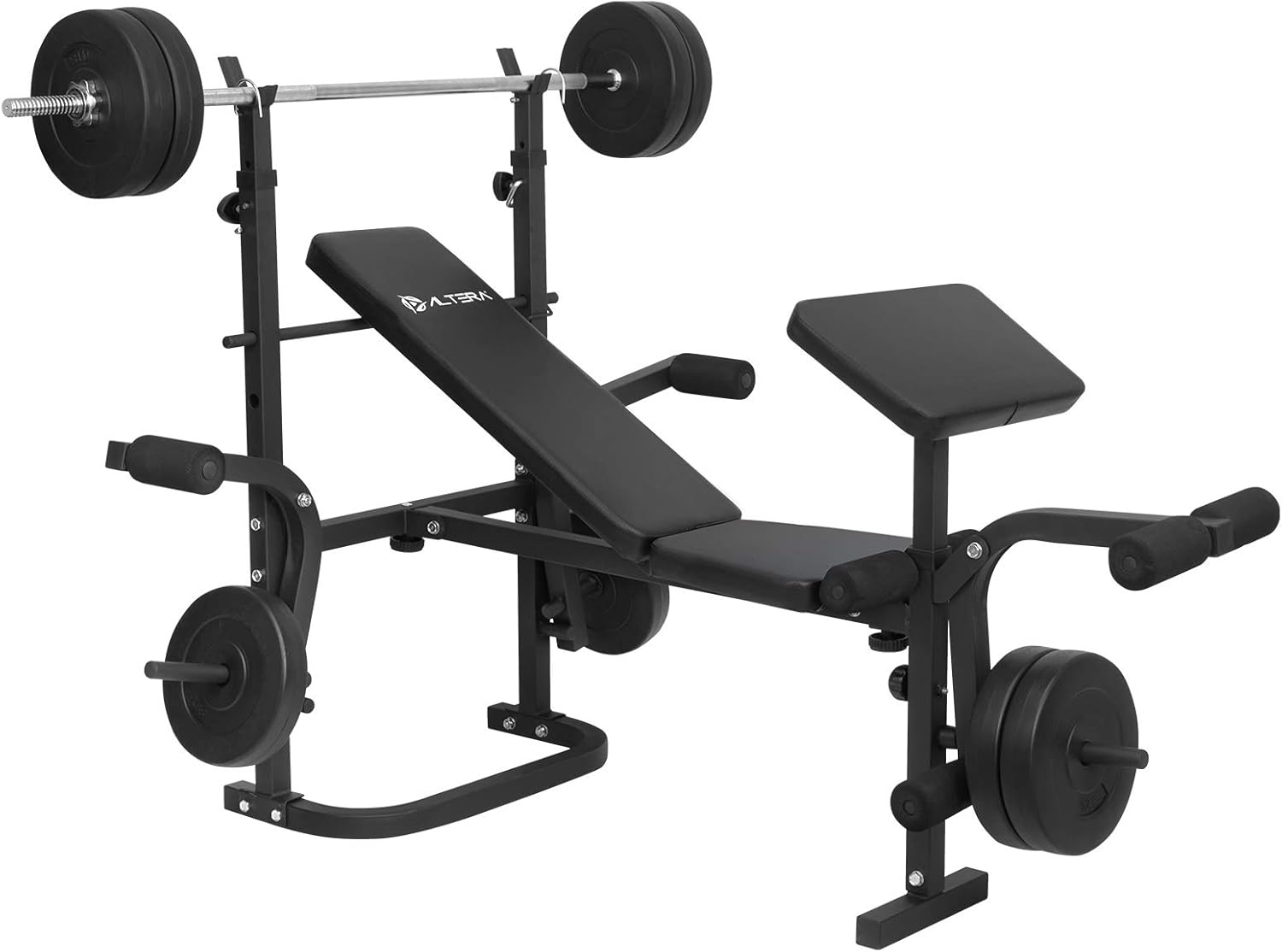 Altera Banco para Pesas Multiposiciones con Kit de 8 Discos de 10 lbs y Barra Recta