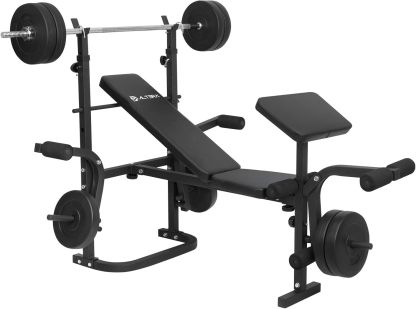 Altera Banco para Pesas Multiposiciones con Kit de 8 Discos de 10 lbs y Barra Recta