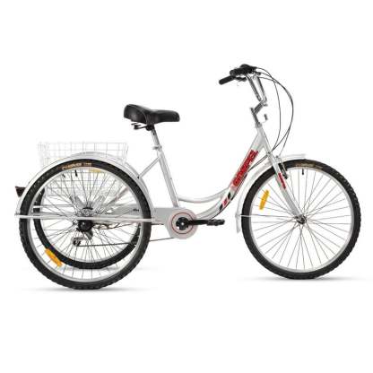 Bicicleta R26 7 Velocidades Tricicleta con Canasta Trasera Gospel PL7001-P