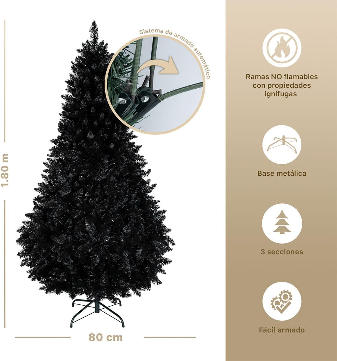 ESQUIMAL Árbol de Navidad Frondoso Pino Navideño Plegable, Cedro del Himalaya (Verde, 2.2 m)