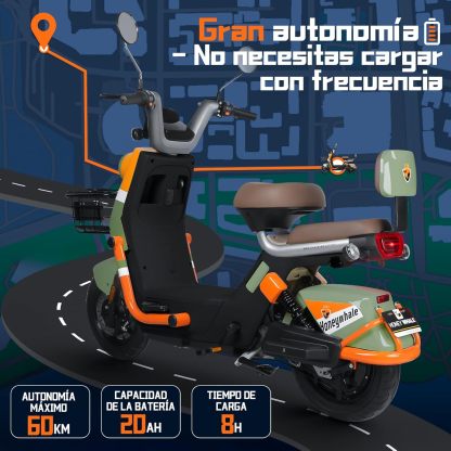 HONEYWHALE KC PRO Bicicleta Electrica para Adultos, Moto Electrica con Alarma, Potencia Motor Hasta 800W, Velocidad Máxima 45KM/H, Autonomía 60KM, Compatible con Desbloqueo NFC