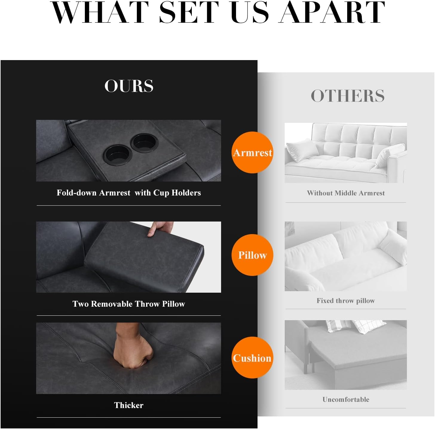 COLAMY - Sofá Cama de futón pequeño, de Piel, futón, sofá de salón, futón Convertible con Soporte para Tazas, reposabrazos extraíble, Respaldo Ajustable, Gris Oscuro