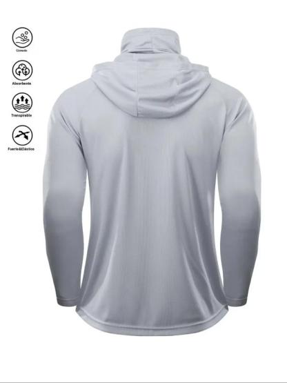 Men's Sun Protection Hoodie Set,FishingHoodiewithMask,Casual Breathable Fishing Jacket,Quick Dry Sportswear with Face Cover,SunProtectionFishingGear,Outdoor Adventure Clothing,Sportswear and Activewear