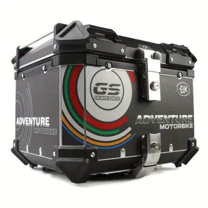 45L Motorcycle Top Box Tail Box, Aluminum Motorcycle Luggage Box, With Safety Lock, Suitable For Storing Helmets And Large Luggage