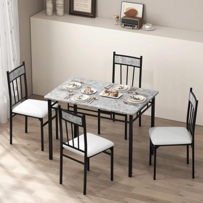Tangkula - Juego de Mesa de Comedor FR 4, Mesa de Cocina y sillas con Marco de Metal y Asiento Acolchado, Juego de 4 mesas de Comedor y sillas para Comedor, Ahorro de Espacio