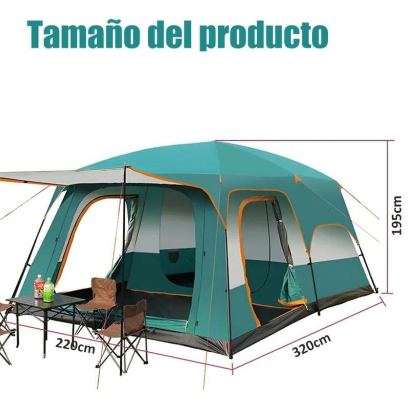 Carpa Puegarou 4-6 Personas Verde Oscuro con Protecci��n de Lluvia y Mosquiteras