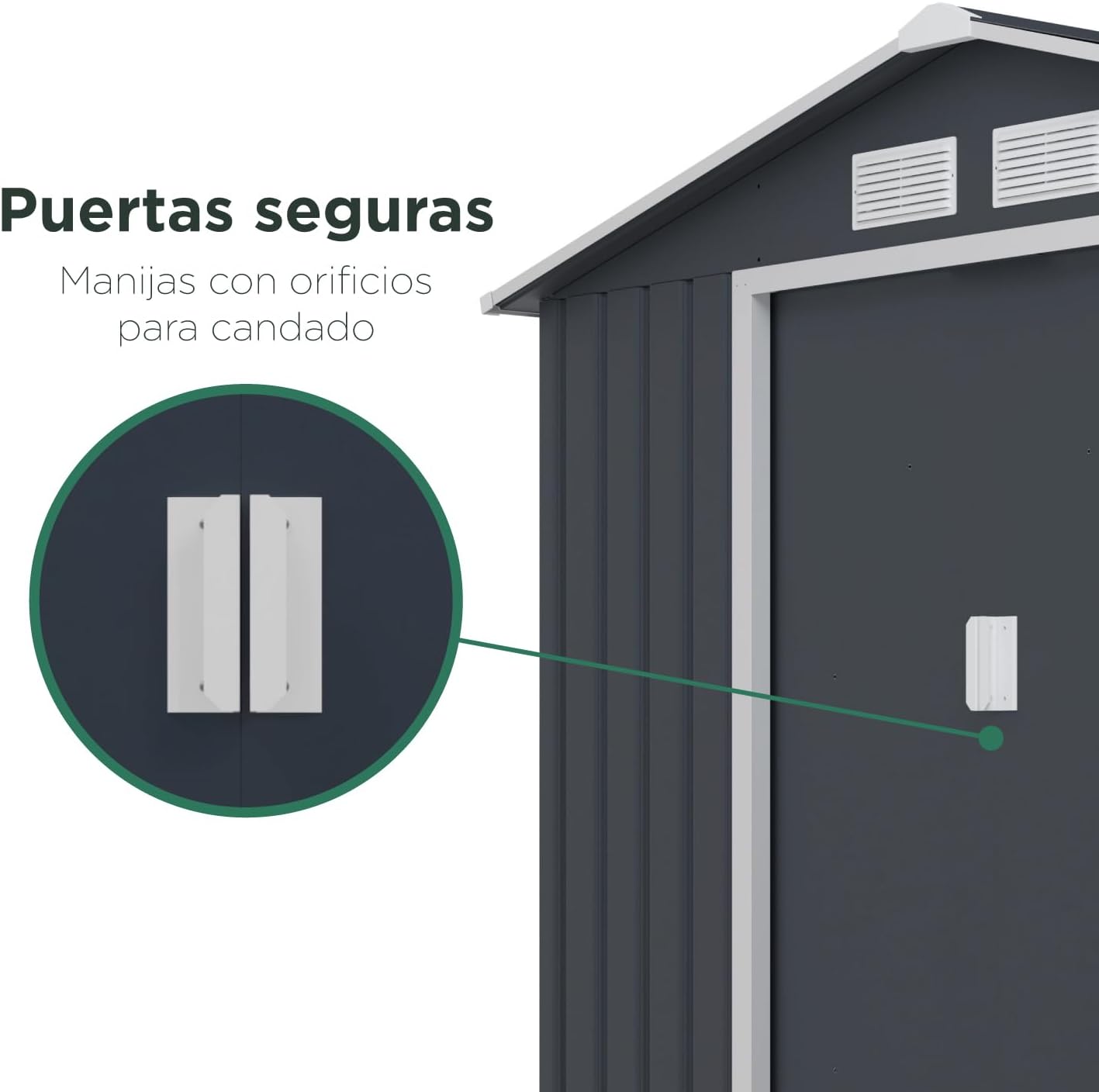 TOPLIVING Cobertizo de Almacenamiento Exterior de Metal, Bodega Exterior para Herramientas, Armario para Jardín Multiusos Metálico 213x191x195 cm Color Gris