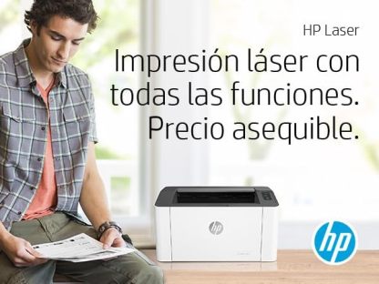 HP Impresora Laser 107w, Láser, Impresión en Negro, Wi-Fi, USB, Impresión y escanéo desde HP Smart App, Apple Air Print, Bandeja de 150 hojas, Pantalla LED (4ZB78A)