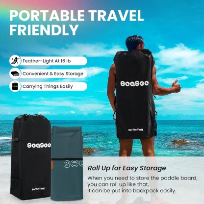SEASEESUP Tablas de Remo inflables con Accesorios Sup, Tabla de Remo de 12 pies, Duradera, Ligera, diseño Estable de 33 Pulgadas de Ancho para Adultos con sobrepeso