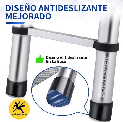 Bowoshen Escalera Telescópica De 6.2 Metros Escalera De Aluminio Segura Y Protegida Antideslizante Multiusos Escalera Extensible 20.5 Pies, 330 Libras Capacidad