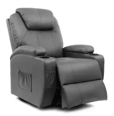 Silla reclinable de piel sintética con función de masaje y calefacción-taza