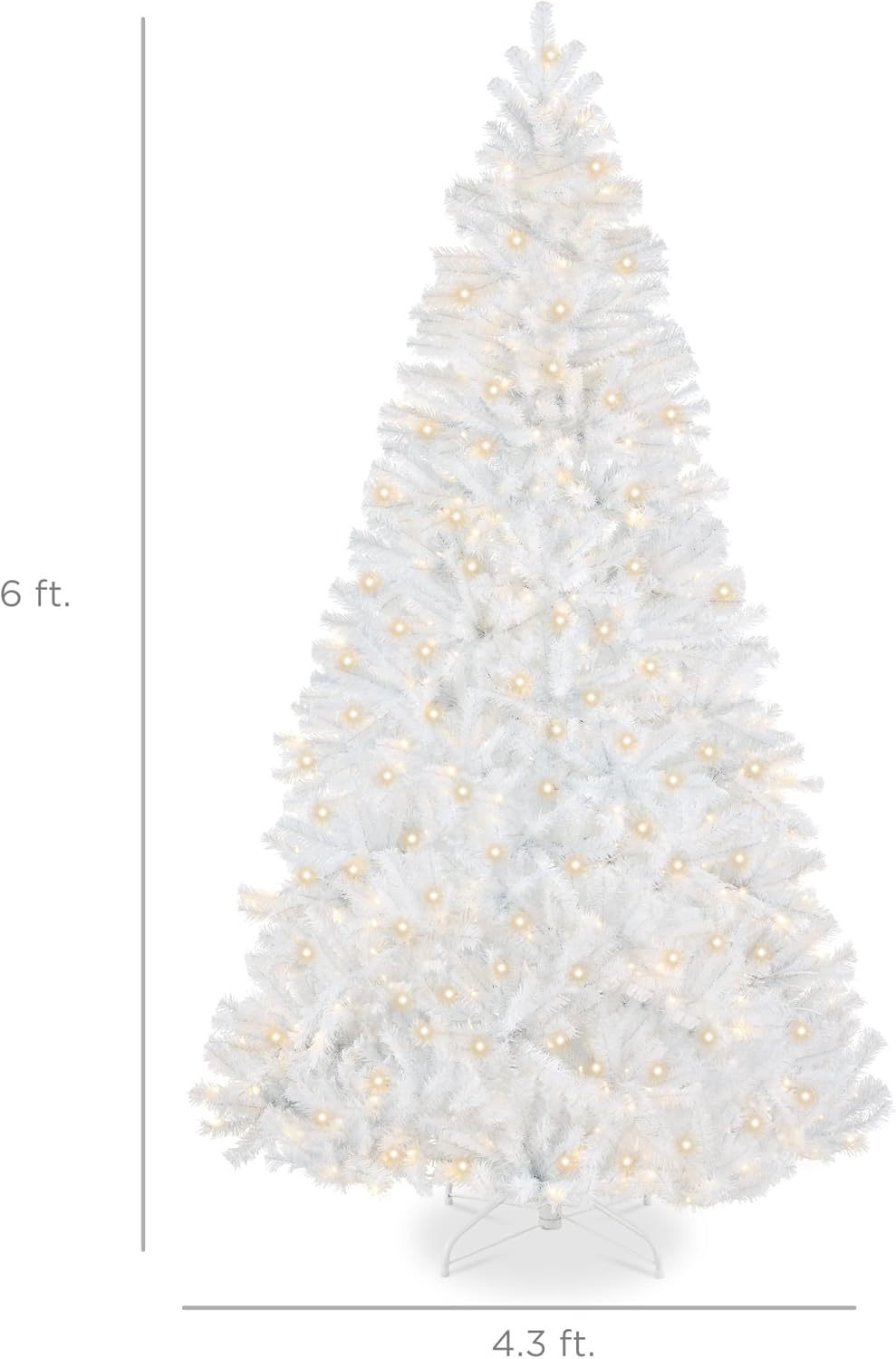 Best Choice Products - Árbol de Navidad Artificial de Abeto preiluminado de 7 pies para el hogar, Oficina, decoración de Fiesta con 550 Luces incandescentes, 1346 Puntas de Rama, fácil Montaje
