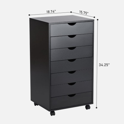 Cómoda EDX de 7 cajones: amplio armario de madera para organizar el dormitorio, el hogar y la oficina, color blanco