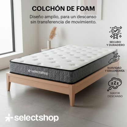 SELECTSHOP Colchón Individual En Caja Esponja Memory Foam De Alta Densidad Firmeza Media Suavidad Y Durabilidad Tecnología Híbrida Ortopédico (Blanca, Individual)