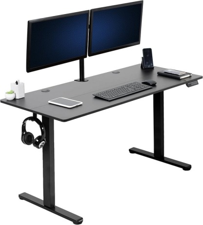 Vivo Escritorio eléctrico de 140cm x 61cm para Estar de pie, estación de Trabajo Completa para el hogar y la Oficina con Altura Ajustable, Controlador de Memoria, Negro, DESK-E155TB