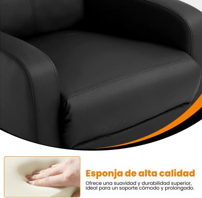FABATO Sillon Individual - Sillon Reclinable Adultos Tipo Cine 8 Modos de Masaje con Soporte Lumbar, Reposapiés Retráctil y 3 Posiciones - Tu Sofa Adulto de Cuero Ideal para tu casa (Negro)