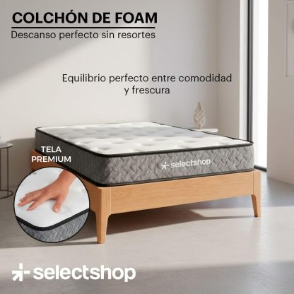 SELECTSHOP Colchón Individual En Caja Esponja Memory Foam De Alta Densidad Firmeza Media Suavidad Y Durabilidad Tecnología Híbrida Ortopédico (Blanca, Individual)