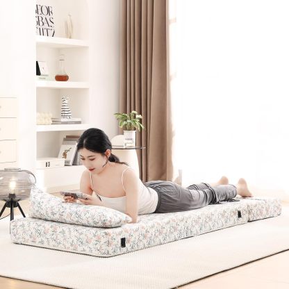 Tiita - Sillón de futón, tamaño individual, sofá cama plegable con almohada, colchón de piso y futón para sala de estar, recámara, uso de invitados, departamento