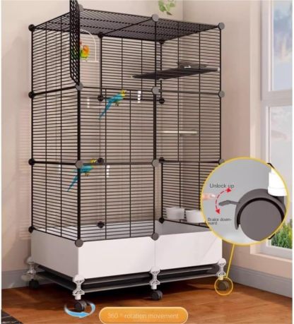 🐦 Jaula para Pájaros de Metal 54" con Ruedas | Jaula Alta para Loros y Aves Grandes | Diseño Resistente, Espaciosa y Fácil de Mover | Ideal para Hogar