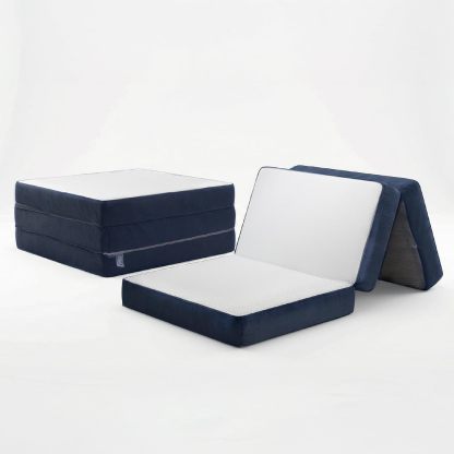 Colchón Plegable Matrimonial 190x135x10cm Portátil con Funda Extraíble de Algodón Poliéster Cómodo para Casa, Visitas y Viajes