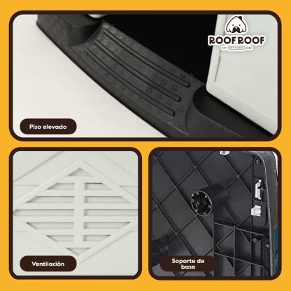 LEVEL HOME | Casa para Perro Grande con Diseño Protector Sellado - Material PP Duradero | Piso Elevado y Techo Inclinado de Asfalto - 97cm x 110 cm x 99 cm