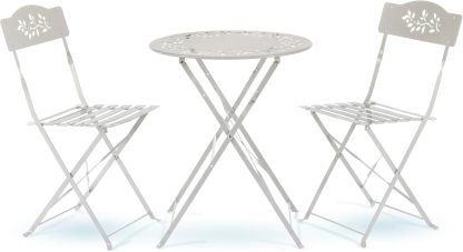 Alpine Corporation Juego de Bistró de 3 Piezas para Interiores/Exteriores con Mesa y Sillas Plegables, Asientos de Patio, Blanco
