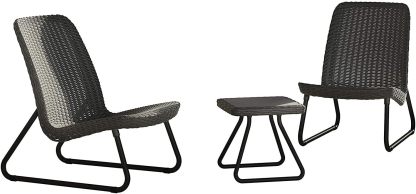 Keter Juego de Muebles de Jardín Rio Patio Set, para Terraza Balcón o Piscina, Resistente A Todo Clima, Resina De Polipropileno y Aluminio, Color Marrón