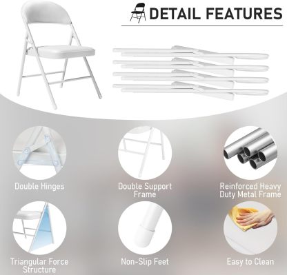 🪑 12 Sillas Plegables de Alta Resistencia | Uso Interior y Exterior | Para Jardín, Patio, Comedor, Eventos y Reuniones | Diseño Fácil de Guardar