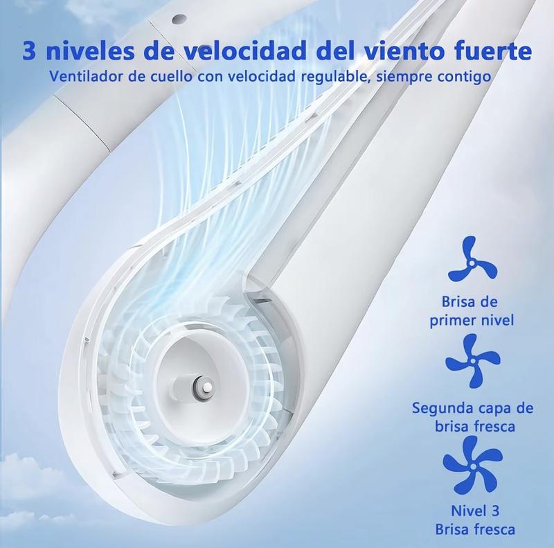 Bugu Ventilador De Cuello Recargable Para Hogar Oficina Fitness ABS Material Ventiladores De Refrigeración Portátiles Silencioso Ventilador de Cuello Sin Aspas