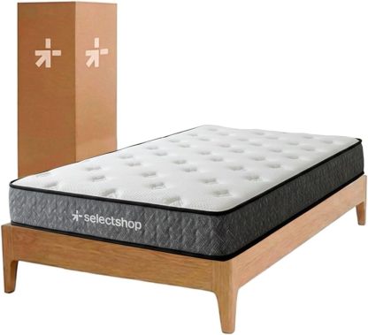 SELECTSHOP Colchón Individual En Caja Esponja Memory Foam De Alta Densidad Firmeza Media Suavidad Y Durabilidad Tecnología Híbrida Ortopédico (Blanca, Individual)