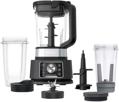 Ninja CO351B SS351 Foodi Potente sistema de licuadora para batidos, 4 en 1 + procesador de alimentos, una sola porción, 1400 WP, smartTORQUE, 6 programas predeterminados Auto-iQ (reacondicionado)