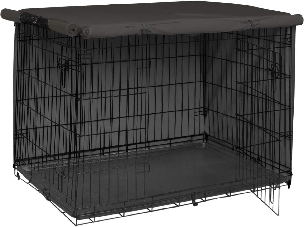 Explore Land Funda para jaula de perro de 42 pulgadas, funda de poliéster duradera para perrera de mascotas, ajuste universal para jaula de perro de alambre 1 (negro)