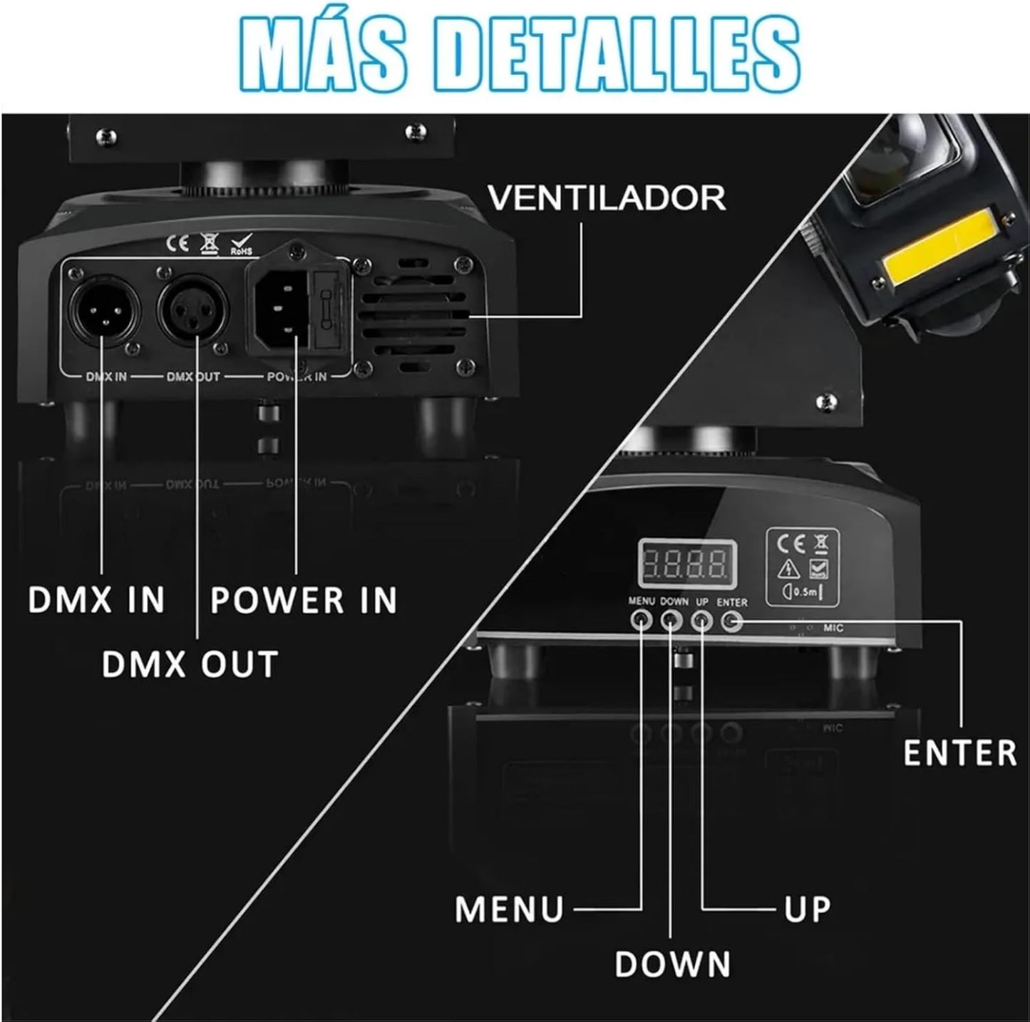 🎵Luces DJ Doble Cabeza con Control Remoto, 120W Haces Móviles Rotación 360° Strobe Láser para Fiesta Discoteca Bar KTV DJ Iluminación LED RGBW Proyector Efectos Escenario Focos De Iluminación