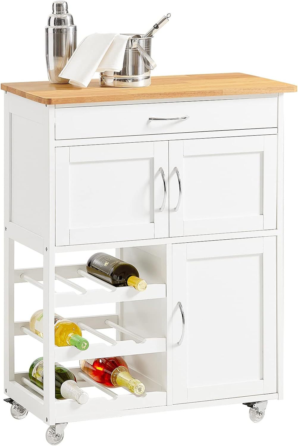 SoBuy Alacenas para Cocina con Ruedas M��vil Multifuncional Carro Organizador Integrado Isla de Cocina con Cl��set de Almacenamiento y Cajones, Negro FKW45-SCH