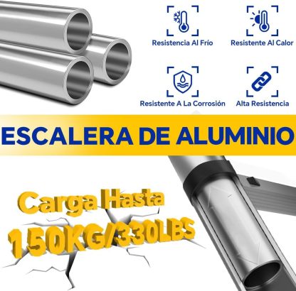 Bowoshen Escalera Telescópica De 6.2 Metros Escalera De Aluminio Segura Y Protegida Antideslizante Multiusos Escalera Extensible 20.5 Pies, 330 Libras Capacidad