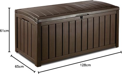 KETER Caja de Almacenamiento Glenwood, 390 Litros, Baul de Jardin, Color Marrón, polipropileno