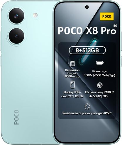 Poco X8 Pro 12GB + 512GB Negro Versión Global,Flagship Dimensity 8500 Ultra, Batería 6500mAh(typ),Pantalla AMOLED 6.59'' 120Hz, Cámara Principal 50MP