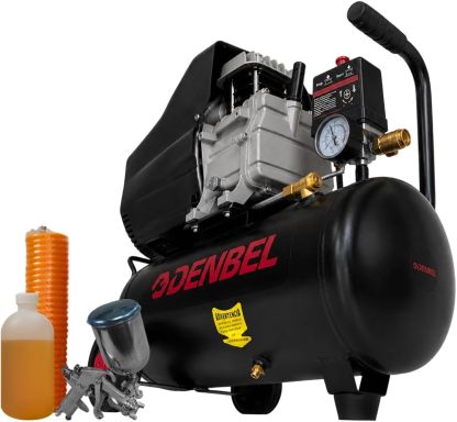 Compresor de Aire Eléctrico 25L 2HP 110V Monofásico Tanque Portátil para Taller y Herramientas Neumáticas