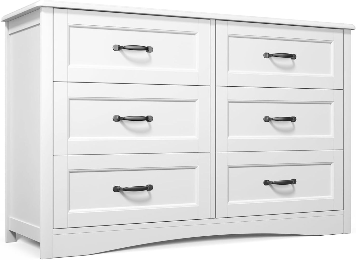 Gizoon - Cómoda de 6 cajones para recámara, cómoda de 47 pulgadas más grande con asa mental para habitación de niños, cómoda blanca con 6 cajones de almacenamiento para sala de estar, entrada y